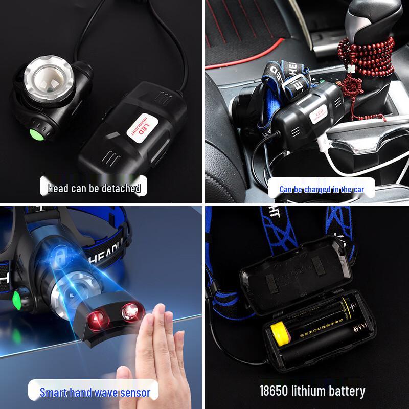 OEING High-Power Rechargeable Zoom Sensor Headlamp