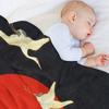 RED SUN ,FLYING CRANES AND SEA WAVES IN BLACK Throw Blanket Fashion Sofas Wednesday Sofa Bed Thin Blankets