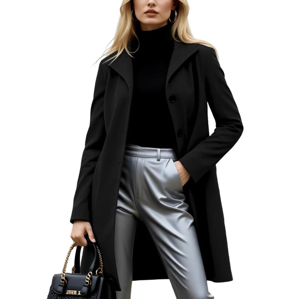 Casacos Para Mulheres Casaco Trench Simples Abotoadura Moda Linha A Outono Inverno