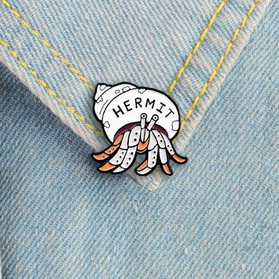 Cartoon Hermit Crab Enamel Brooch Pin Unisex Badge Denim Coat Clothes Decor