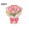 Delicate Metal Badge Bouquet Brooch Pin for Women, Enamel Romantic Flower Jewelry, Durable Sophisticated Coat Accessory Zinc Alloy Floral Lapel Coats