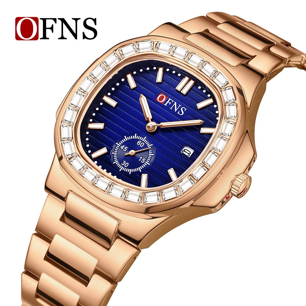 Women's Quartz Luxury Watch Fashion Square Waterproof Calendar Stainless Steel Strap Watch