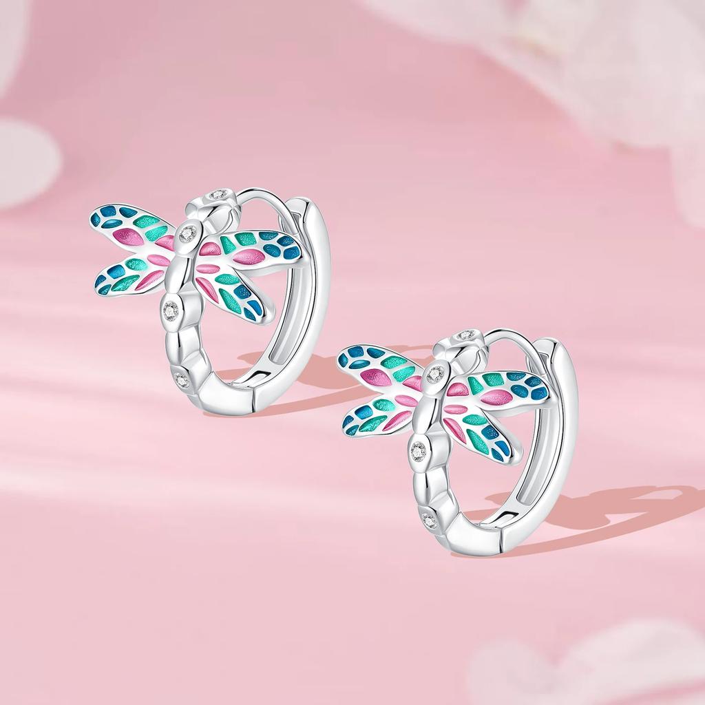 Seria Kwiatowa Kolczyki Sztyfty ze Srebra Próby 925 Motyl Fiołek Stokrotka Koniczyna Szczęście Romantyczna Biżuteria Ślubna Kolczyki z Kamieniem Cyrkonowym