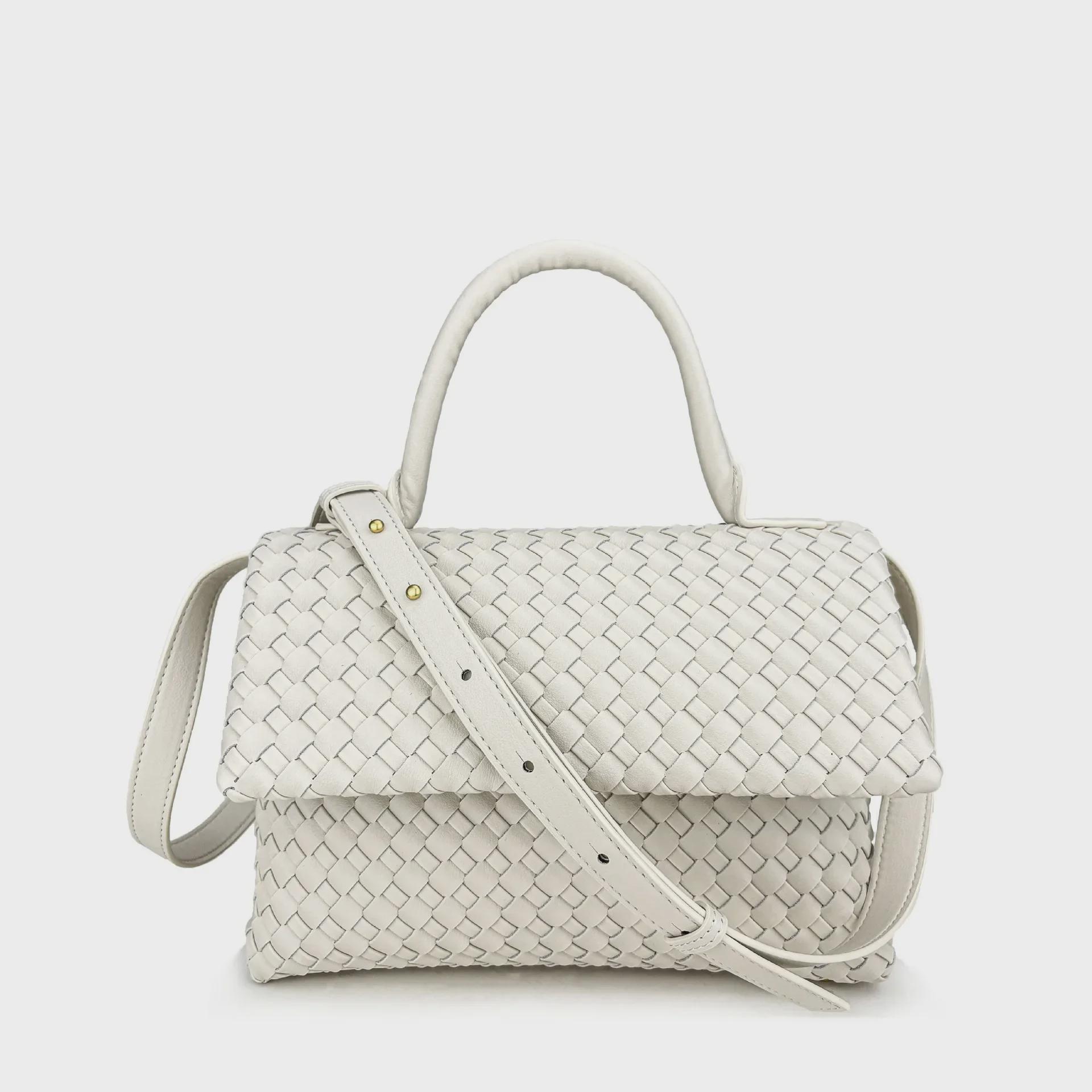 

Сумка из натуральной кожи 2024 года, плетеная - мода осень/зима, большая вместительная сумка-мессенджер через плечо 27 x 21 x 11 cm