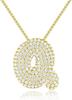 Stainless Steel Bubble Letter Initial Pendant Chunky Women Personality Jewelry Zircon Gold Plated Balloon 26 Letter Necklaces