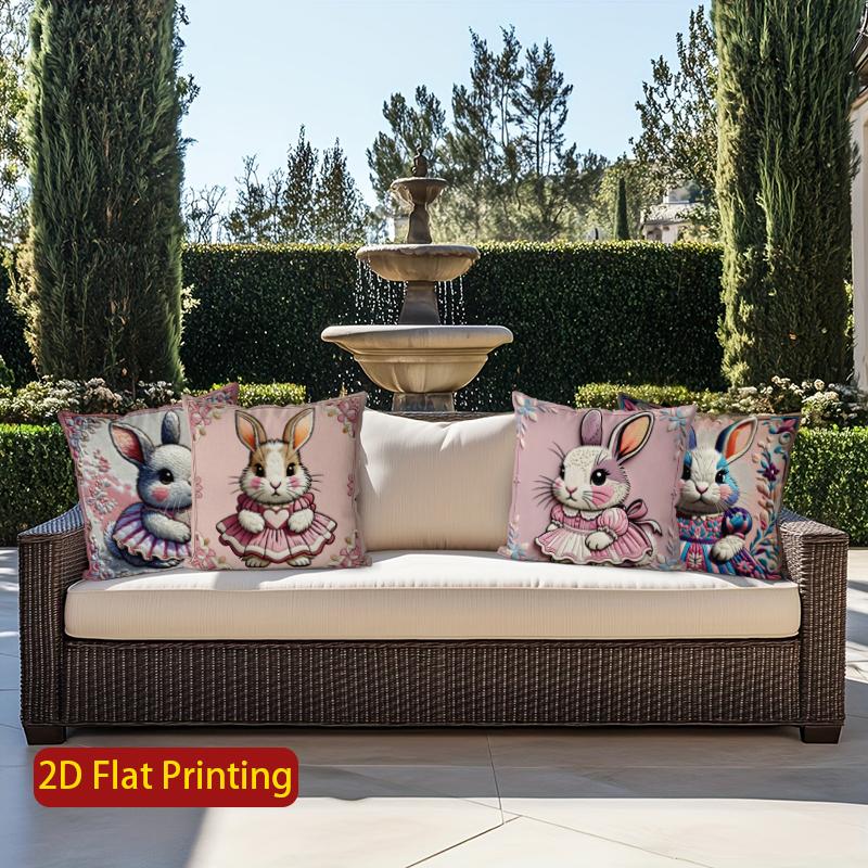 2D Cute Bunny Dress Pattern Cushion Covers Pattern Cushion Cover Suitable For Sofa Bedroom Car Pillow Cover