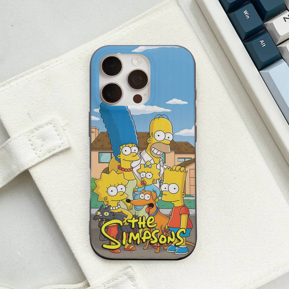 Funny Cartoon S-Simpsons For IPhone 16 15 14 13 12 11 17 Pro Max Plus Wave Corrugated Phone Case Anti Drop Cover