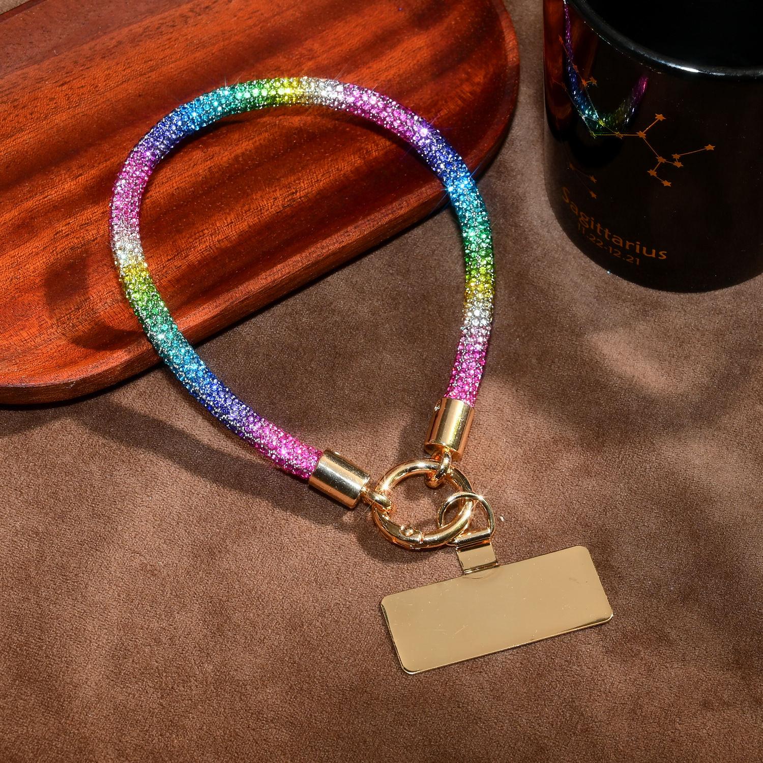 

1pc with Clip Short Full Diamond Mobile Phone Strap Women s Small Fragrant Wind Wrist Case Universal Anyard Metal Lanyard