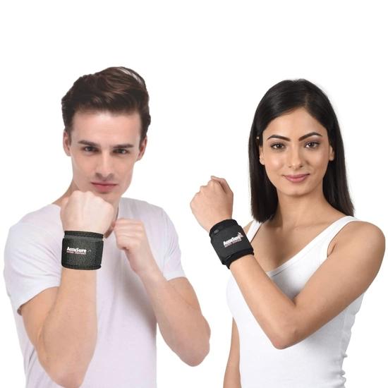 

AccuSure Fitness Exercise Wrist Wrap Bands, Wrist Support for Gym, Sports For Men & Women