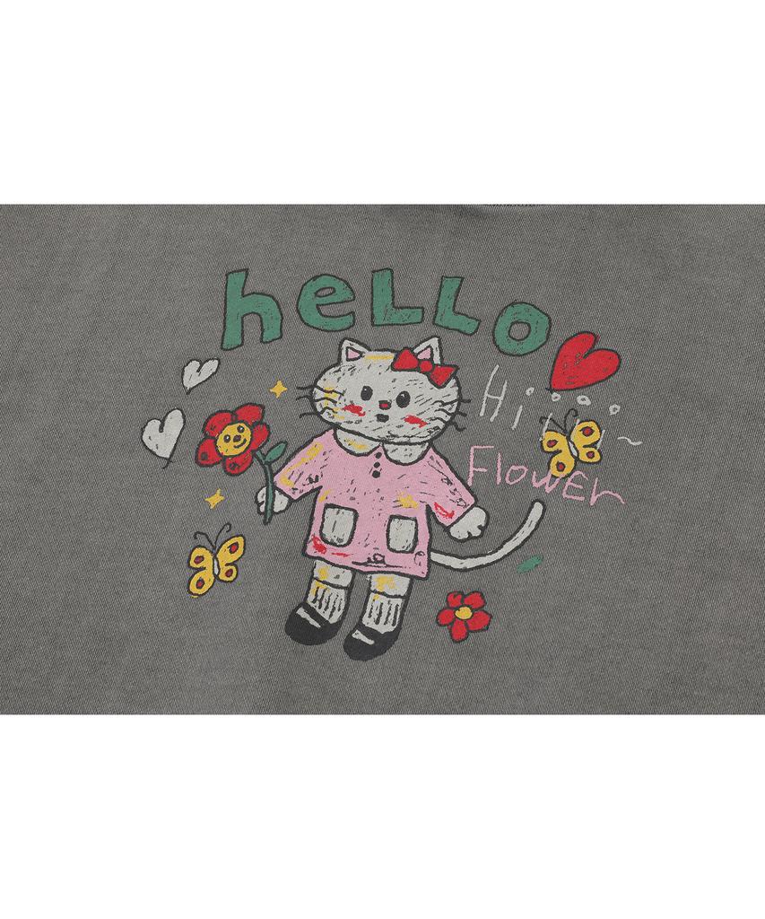 HELLOW Flower Pigment Hoodie Dark Gray