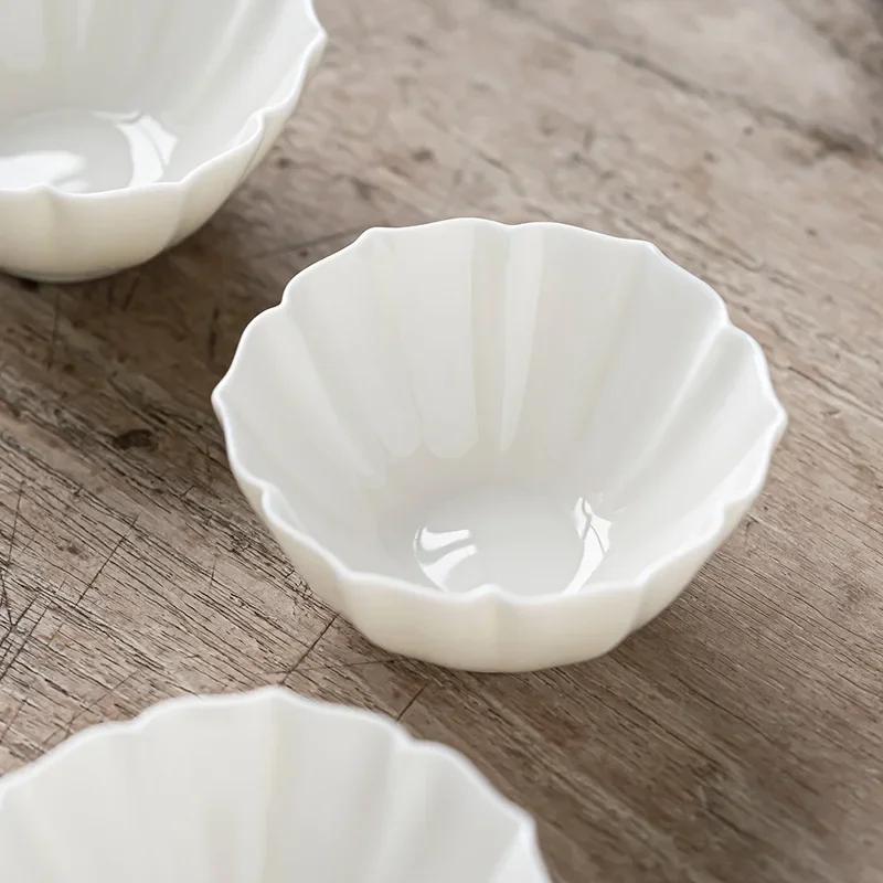 Suet-fat Jade White Porcelain Tea Cup Ceramic Kung Fu Set Host Single Art Supplies Wholesale Cups Teaware Kitchen Dining Bar