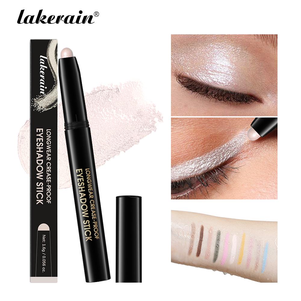 Lakerain Eyeshadow Stick Shimmer and Matte Long Lasting Waterproof Highlighter Metallic Glitter Eye Shadow Pencil Cosmetics