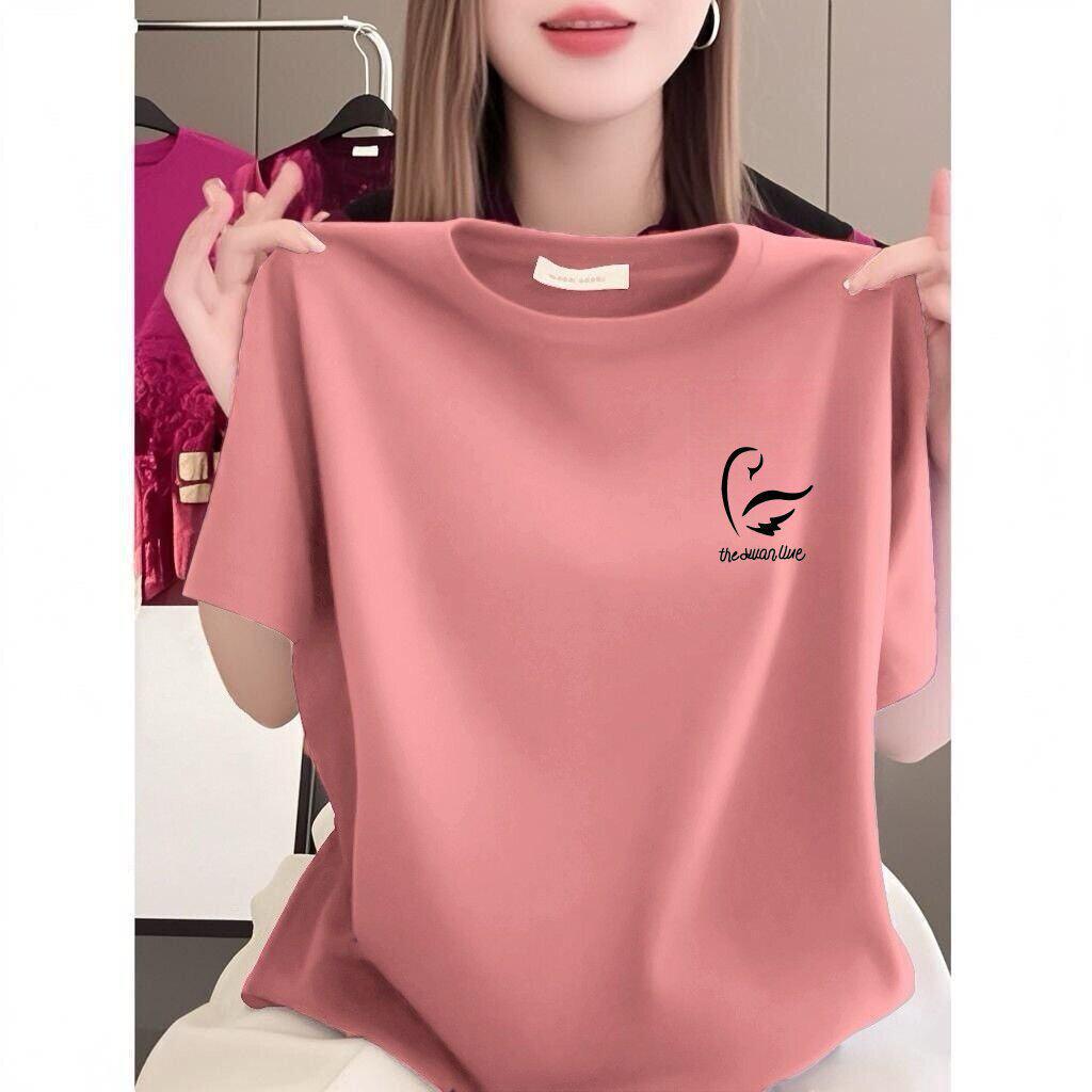 Women's Plus Size Printed Round Neck T-Shirt - Summer Casual Loose Fit, Slimming, High-End