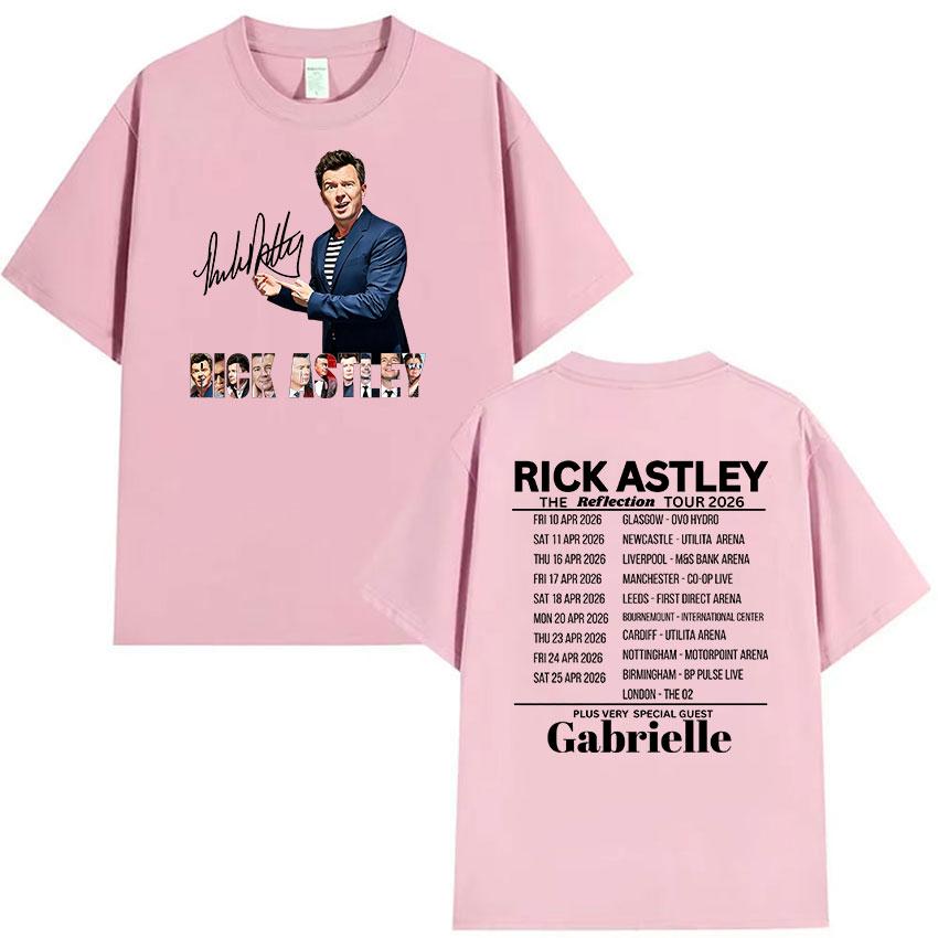 Rick Astley The Reflection Tour 2026 Graphic T Shirts Unisexs Vintage Fashion Oversized Cotton Tshirt Unisex Hip Hop Clothing Tshirt