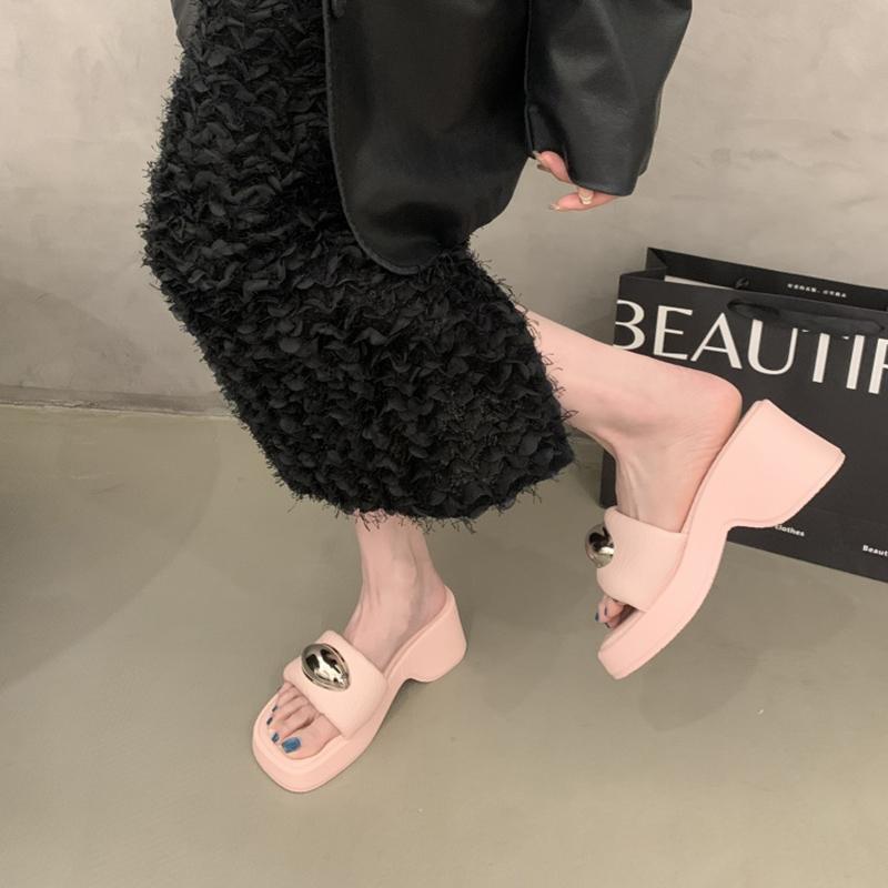 Fashion House Slippers Platform Women Luxury Shoes Slides Pantofle Beige Heeled Sandals Designer 2025 Black Summer Fashion Shoes Beige H