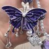 Pearl Butterfly Key Chain Glitter Beads Bag Pendant Beaded Cell Phone Lanyard  Backpack Pendant