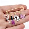 Fashion Nail Art Brooch Vintage Jewelry Mini Nail Art Nail Polish Scissors Pin Brooches