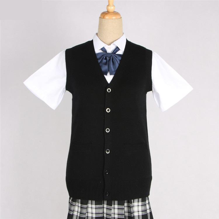 Japanese Girl College Students Sweater Waistcoat V-neck JK Uniform Knitted Cardigan Vest Campus Spring And Autumn Daily Clothes