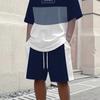 Men's Sports Short Sleeve Top Shorts Set Plus Size Breathable Basketball Sports Clothing Stripe Print T-shirt Shorts 2-piece Set