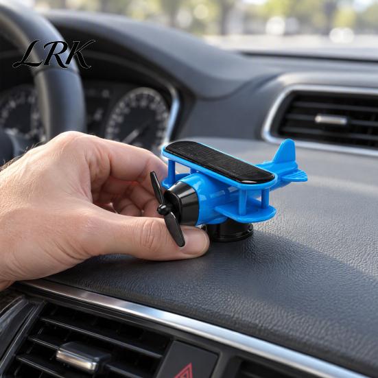 Dashboard Air Freshener Holder Solar Energy Rotating Plane, Creative Car Ornament Accessories with Light Sensor, Unique Automotive Interior