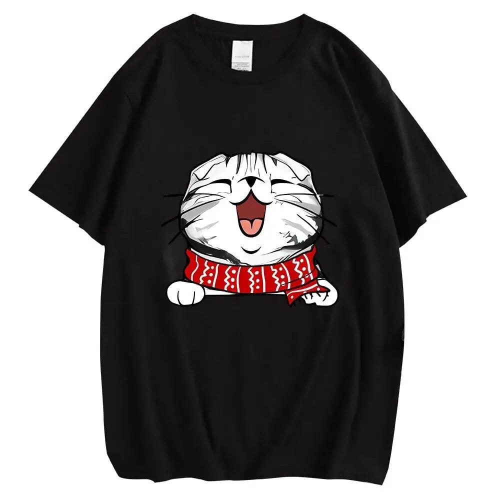 Animal Cats Kitten Chest Graphic Print T Shirt Christmas Unisex Women Hip Hop Streetwear Short Sleeve Plus Size T Shirt Unisex