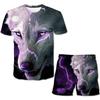 Animal Men's Set 3D T-shirt Round Neck Short Sleeved Digital Printed Casual Beach Outfit Suit