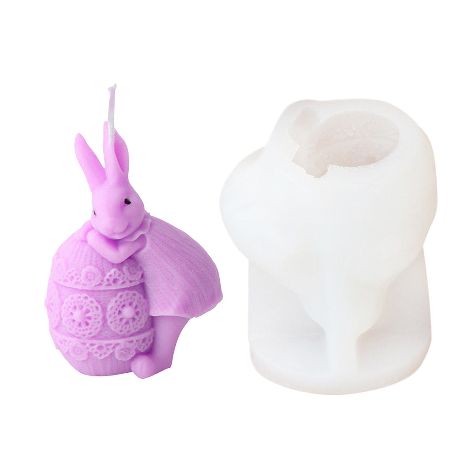 Easter Silicone Molds Cute Flexible DIY Craft Supplies Easter Molds Silicone Bunny Decor for Soap Candle Making Resin Epoxy Wax bianco