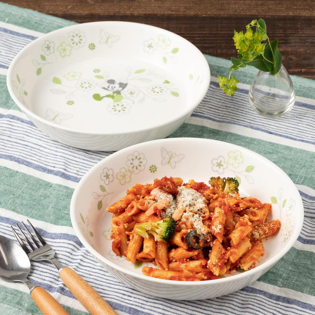 Maebata Disney Mickey Minnie Flower Pasta Curry 65086 & Plate, Green,
