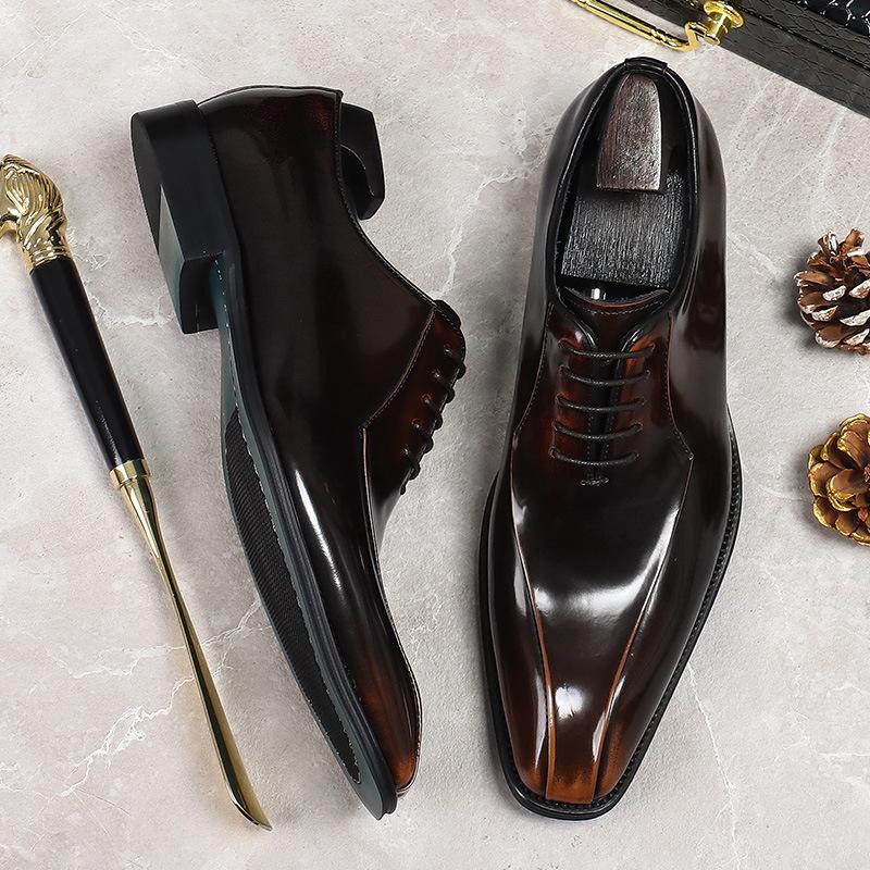 Leather Shoes Men's Business British Oxford Shoes First Layer Cowhide Dress Shoes