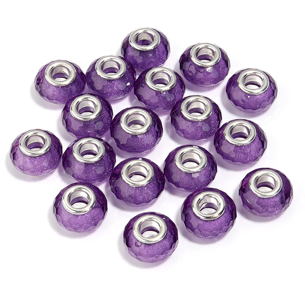 20pcs 14x9mm Resin Beads Multicolor Faceted Big Hole Loose Spacer Beads For Jewelry Making DIY Bracelets Keychain Accessories