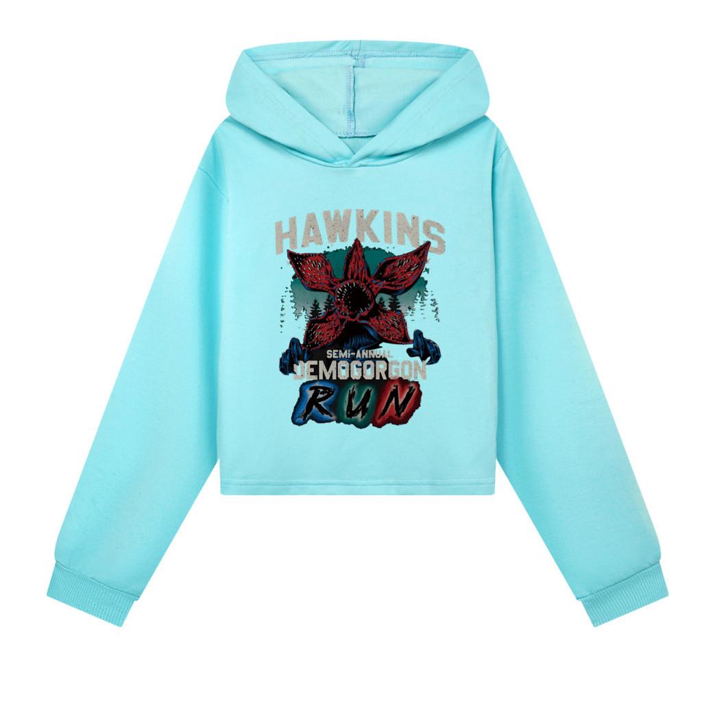 5383 Kids Girls Demogorgon Printed Long Sleeves Hoodies Hooded Sweatshirt