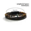 KunJoe Vintage Multi-Layer Woven Bracelet Men Punk Cross Charm Stainless Steel Bracelet Fashion Braided Wrap Wristbands Jewelry