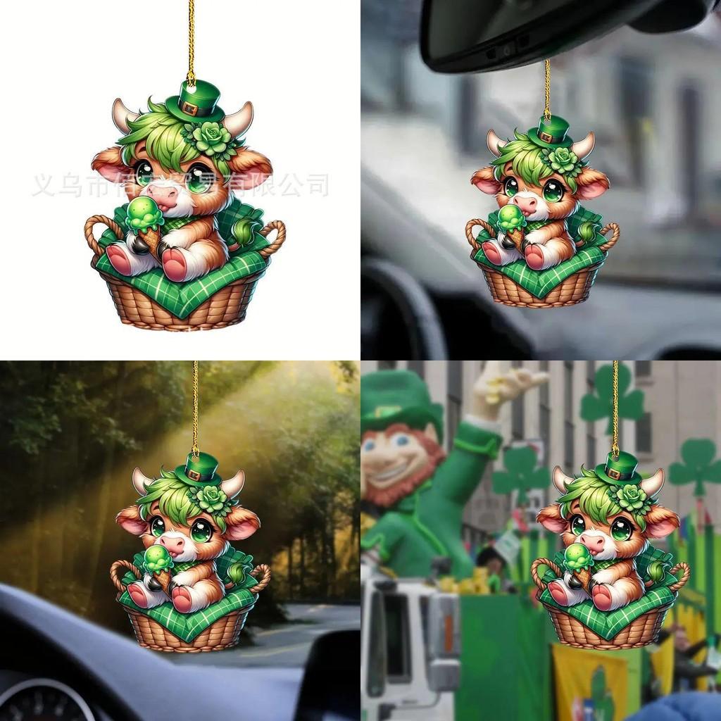 Decorative Acrylic Christmas Tree Car Hanging Charm Fun Cartoon Design For Auto Interiors