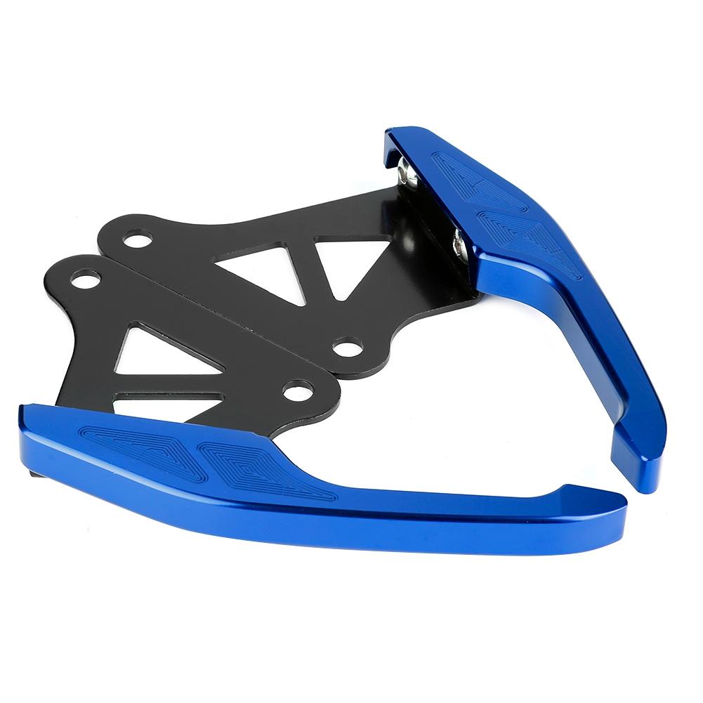 Universal Aluminum Motorcycle Pillion Passenger Grab Bar Rear Seat Rail Handle Kit Blue