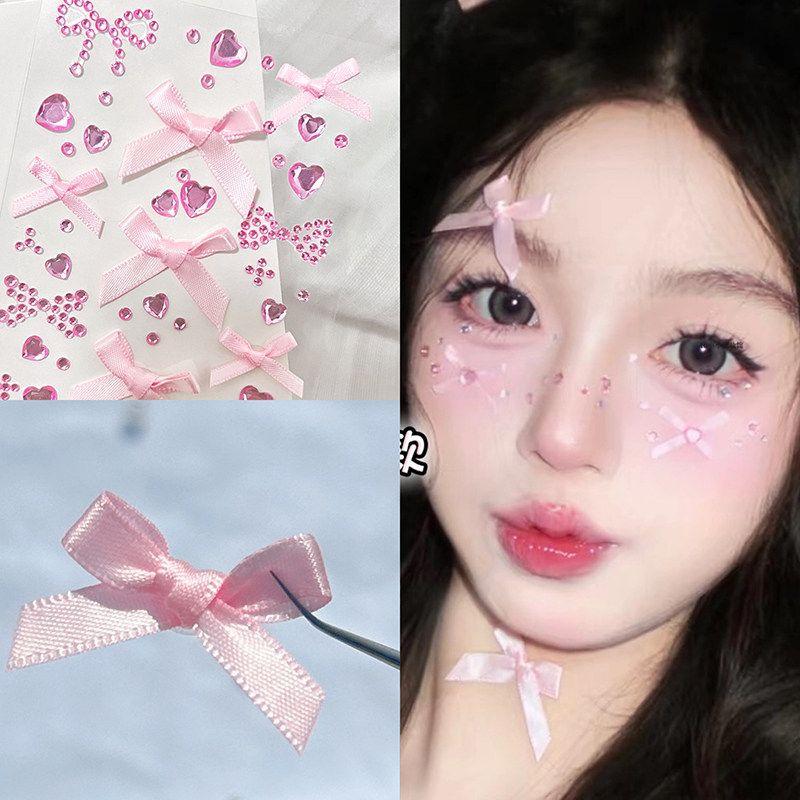 Decorative Stickers for the Face, Concert Face Stickers, Pink Bow Makeup Accessories, Face Makeup Stickers, Diamonds