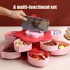 Multi-Layer Rotating Petal Snack Tray Divided Fruit Nut Holder with Lids Space-Saving Plastic Organizer for Home Kitchen Picnic