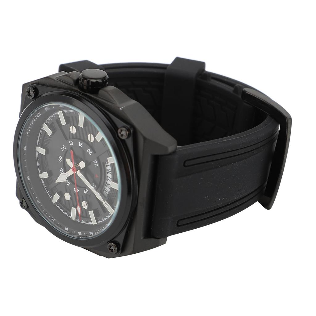 Men Multifunctional Quartz Watch Water Resistant Silicone Strap Stylish Wristwatch Casual Business Chronograph Watch