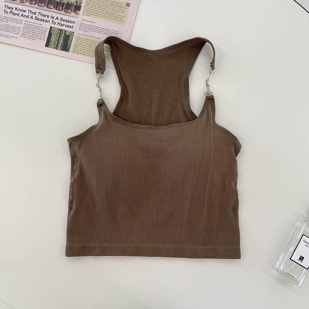 Wear Sleeveless Short Black Halter Tank Top Female Summer Spice Girl Chic Design Slim-fit Base Top