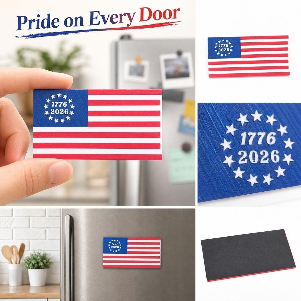 3D Printed US Independence 0th Anniversary Commemorative Fridge Decoration with Flag Design (1475 Inches )
