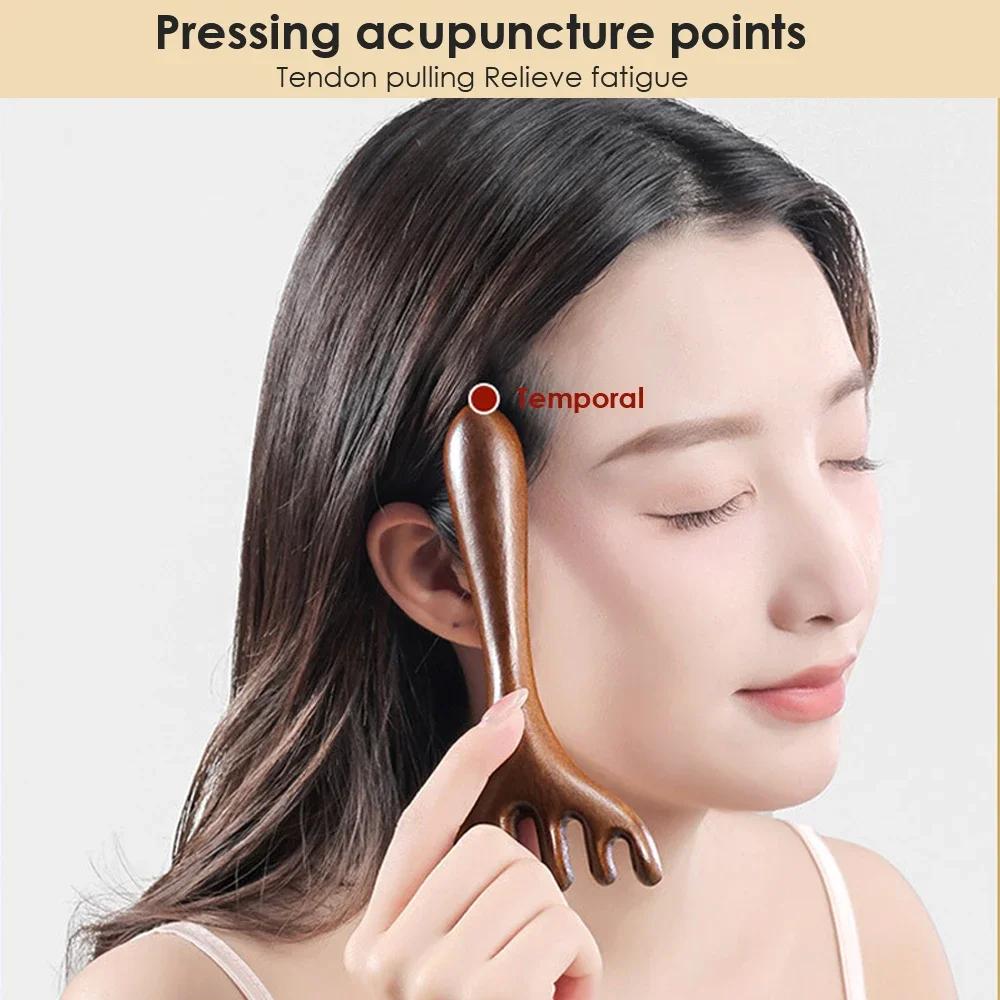 Natural five-claw scalp massage device, gua sha tool, back scratching, spa, handheld meridian massage comb, hair care