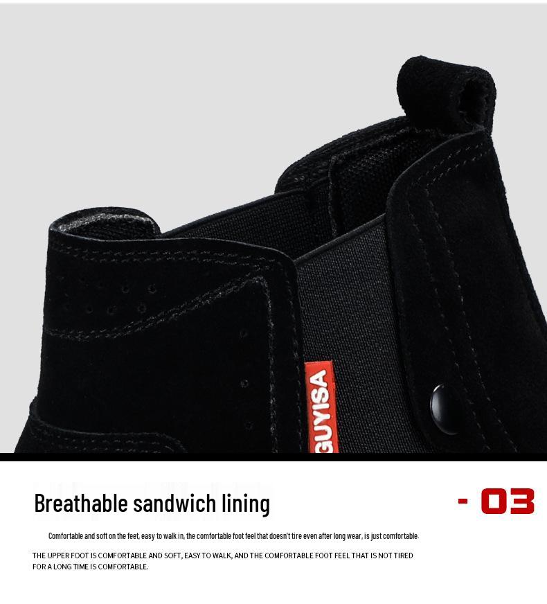 Men's Safety Shoes: Anti-Smash, Anti-Puncture, Anti-Scald, Non-Slip, Suede, Comfortable Rubber Sole