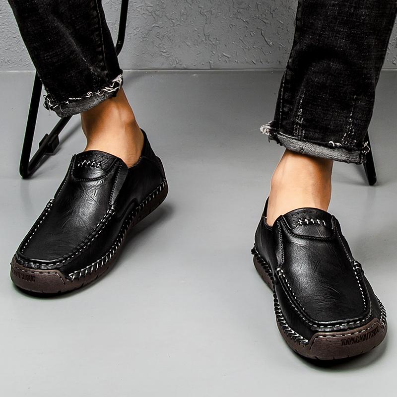 Handmade Genuine Leather Men's Casual Shoes Comfortable and Breathable Moccasins Men Business Flats Shoes Driving Shoes