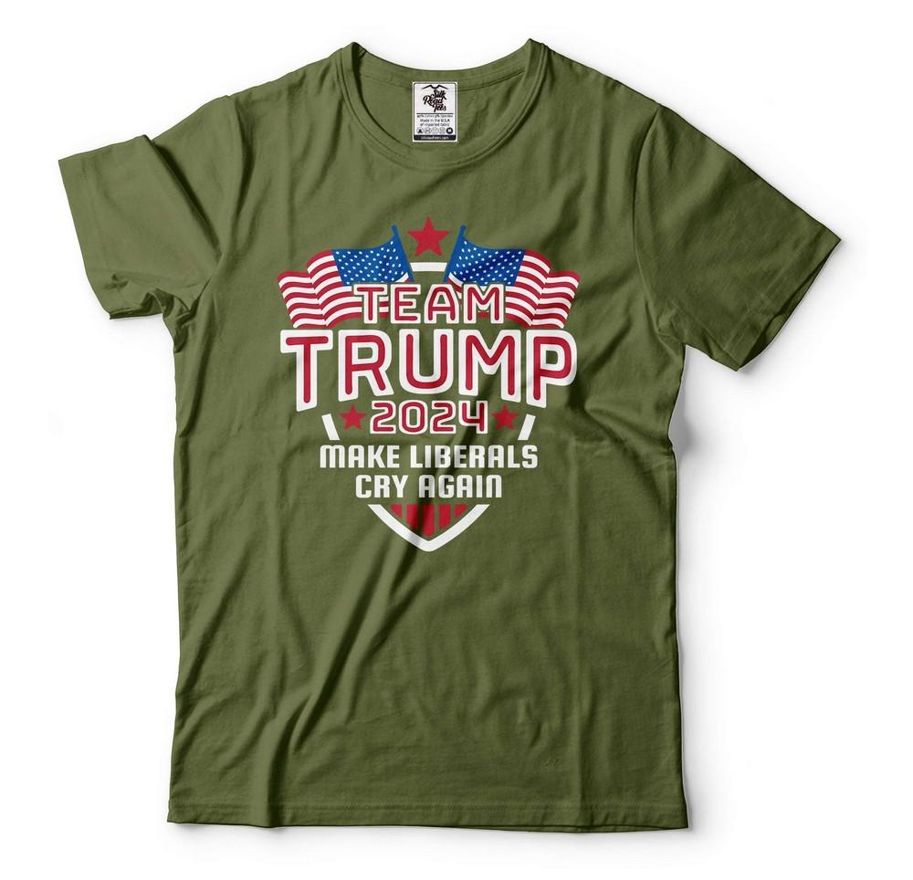 Футболка Команда Трампа Дональд Трамп 2024 Футболка Сделай Либералов Снова Плачущими Футболка Унисекс Футболка XXXXL