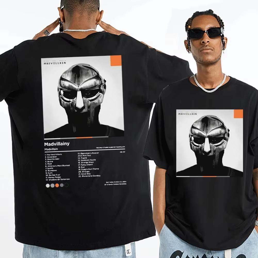 Sänger Mf Doom Madlib Madvillain Doppelseitiges Grafik Baumwoll T-Shirt Oberteile Männlich Hip Hop T-Shirt Männer Frauen Fleece Baumwoll T-Shirts