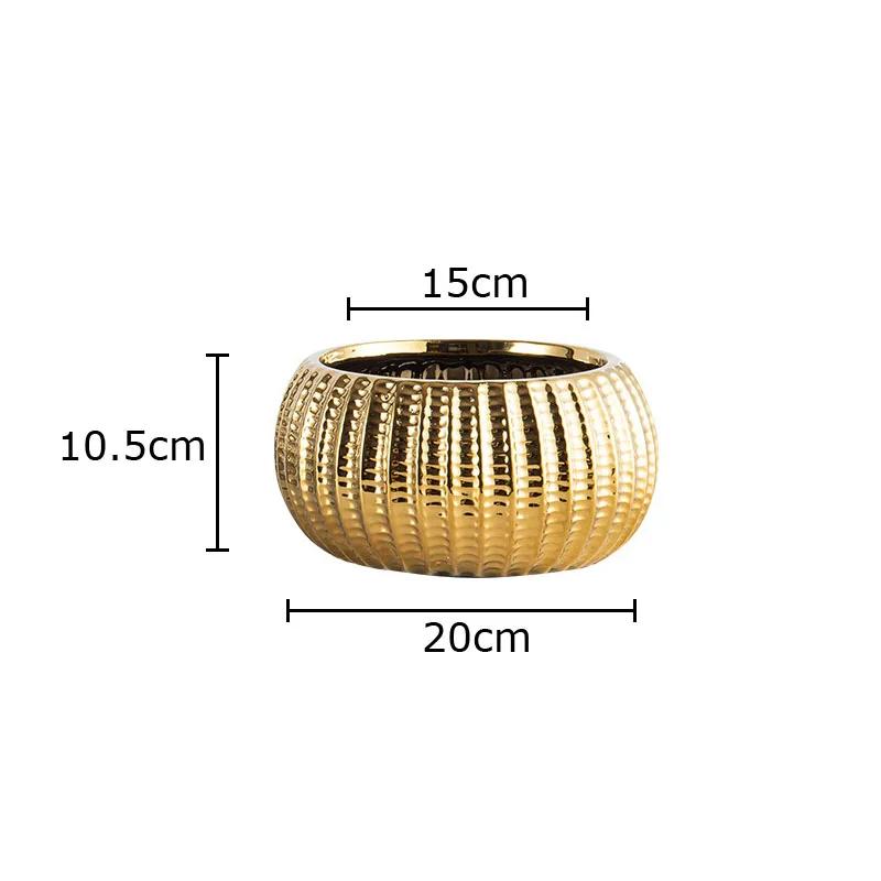 Creative Golden/Silver Plated Ceramic Flower Pots Vase Desk Decoration Artificial Flower Decorative Floral Arrangement Vases