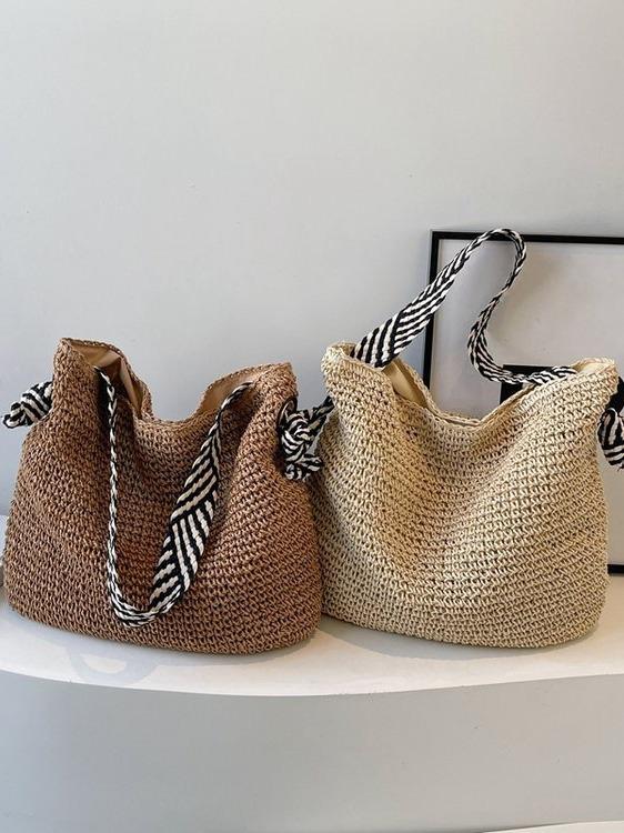 Korean Retro Handmade Woven Tote: Casual Fashion for Daily Commute & Travel