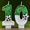 Football Children's Birthday Candles Number 0-9 Green Sparkles Birthday Creative Soccer Candle for Boy Party Cake Top Decoration