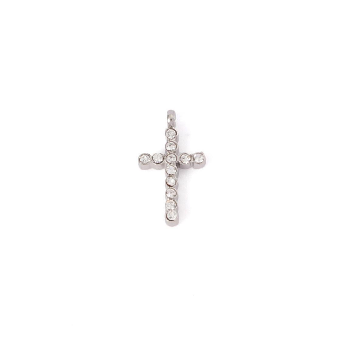 Stainless Steel Cross Necklace With Rhinestone Gold Color Classic Religious Zircon Women Gift Wholesale