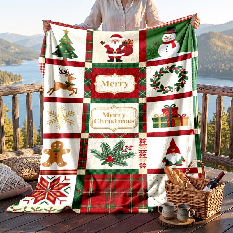 Christmas Flannel Throw Blanket Soft Warm Cozy For Sofa Bed Indoor Home Use Great Holiday Gift