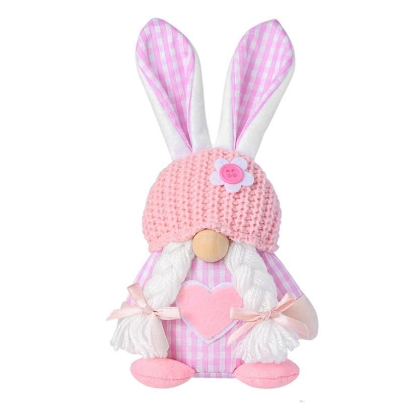 Чаоя Пасхальная Тканевая Безликая Пара Кукол-Кроликов, Вязаная Шапка, Декоративные Фигурки розовый